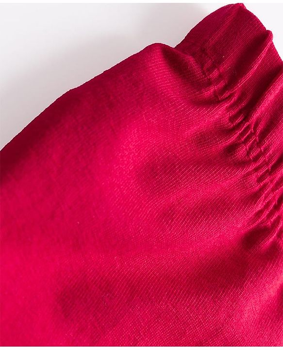 Babyhug Cotton Lycra Knit Full Length Solid Colour Leggings - Red
