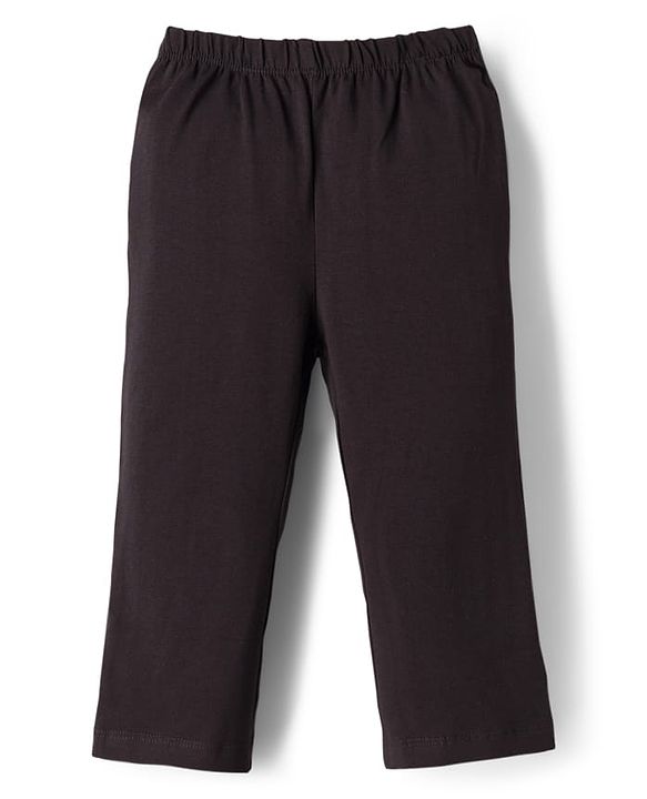 Babyhug Cotton Lycra Knit Full Length Solid Leggings - Black