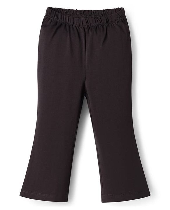 Babyhug Cotton Lycra Knit Full Length Solid Leggings - Black