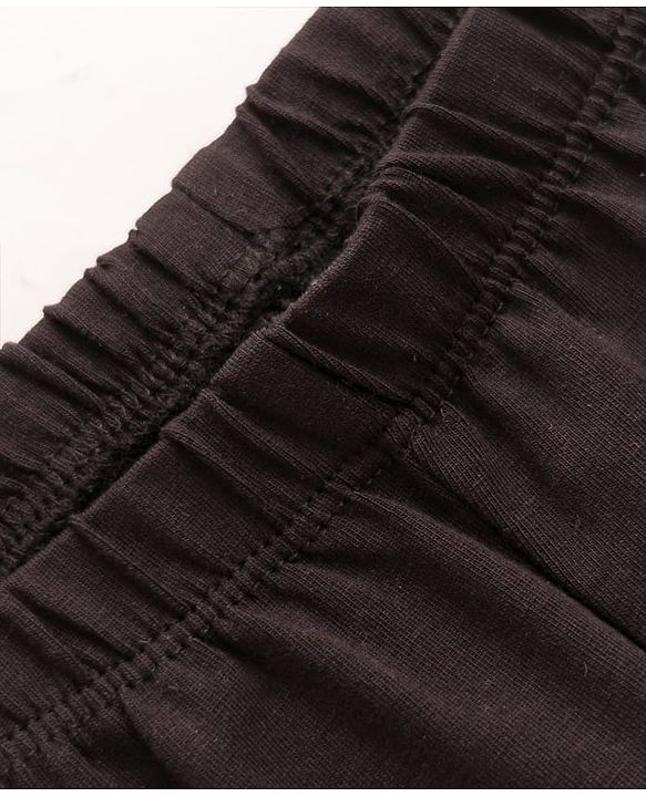 Babyhug Cotton Lycra Knit Full Length Solid Leggings - Black