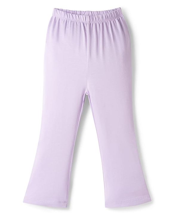 Babyhug Cotton Knit Full Length Solid Color Leggings - Lavender