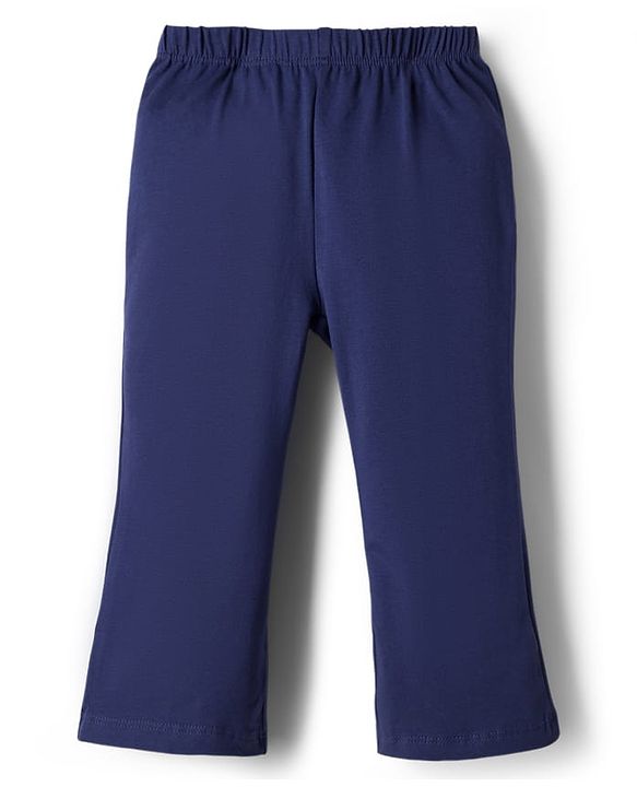 Babyhug Cotton Lycra Knit Full Length Solid Leggings - Navy Blue