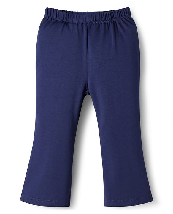 Babyhug Cotton Lycra Knit Full Length Solid Leggings - Navy Blue
