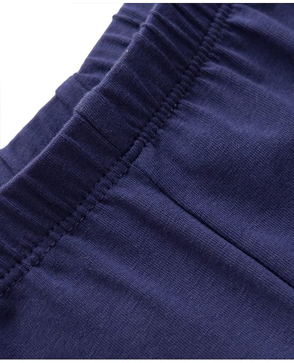 Babyhug Cotton Lycra Knit Full Length Solid Leggings - Navy Blue