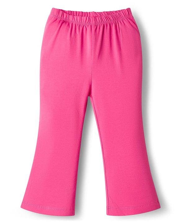 Babyhug Cotton Lycra Knit Full Length Solid Leggings - Dark Pink