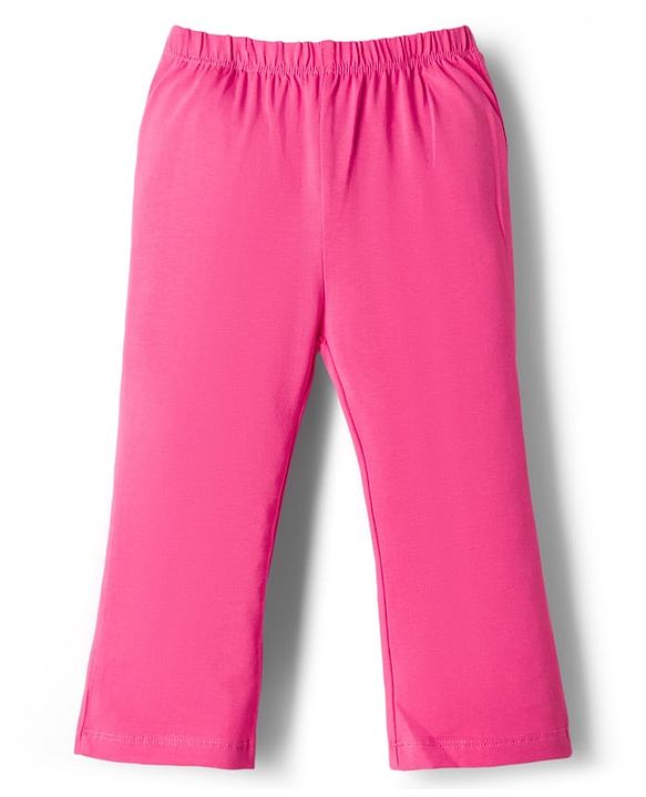 Babyhug Cotton Lycra Knit Full Length Solid Leggings - Dark Pink