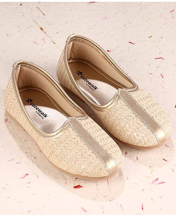 Cute Walk by Babyhug Slip on Designed Mojaris - Beige