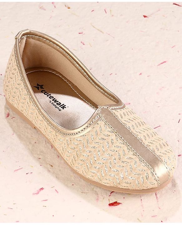 Cute Walk by Babyhug Slip on Designed Mojaris - Beige