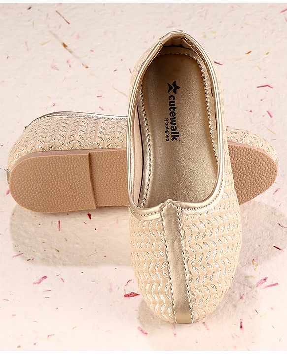 Cute Walk by Babyhug Slip on Designed Mojaris - Beige