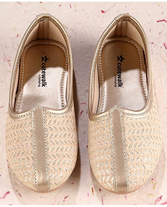 Cute Walk by Babyhug Slip on Designed Mojaris - Beige