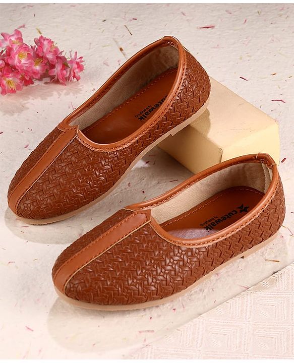 Cute Walk by Babyhug Slip on Self Designed Mojaris - Brown