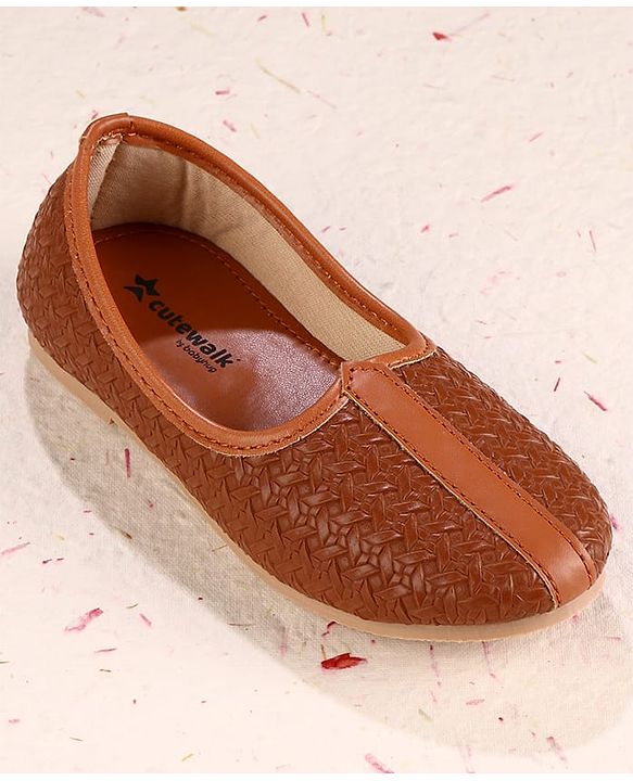 Cute Walk by Babyhug Slip on Self Designed Mojaris - Brown