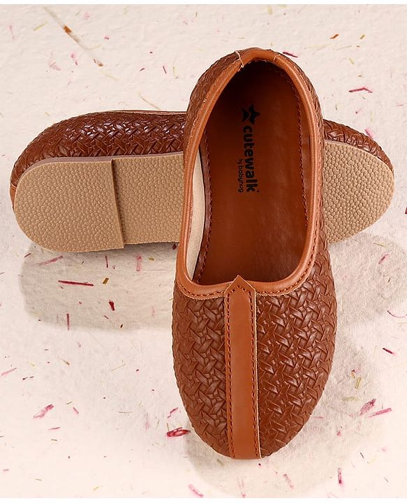 Cute Walk by Babyhug Slip on Self Designed Mojaris - Brown