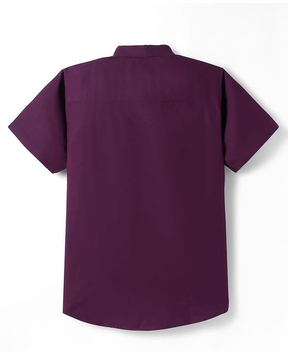 Pine Kids Cotton Woven Half Sleeves Solid Colour Shirt with T-Shirt - Maroon