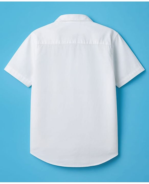 Pine Kids Cotton Woven Half Sleeves Solid Shirt - White