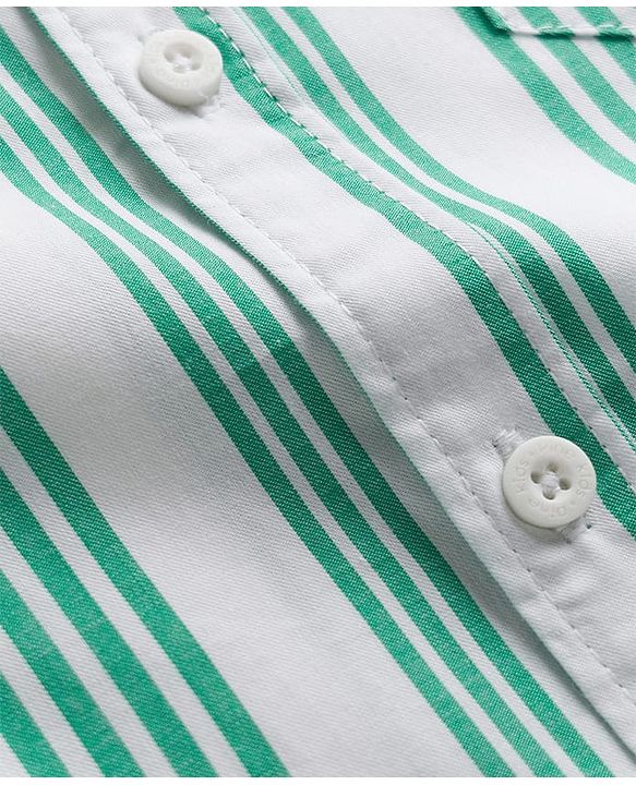 Pine Kids Cotton Woven Full Sleeves Shirt With Stripes - Green