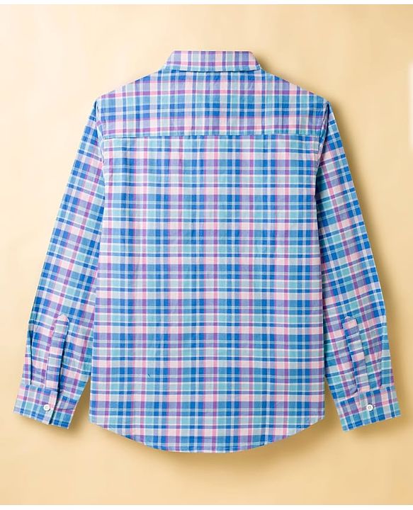 Pine Kids Cotton Woven Half Sleeves Checks Shirt With Printed T-Shirt - Blue