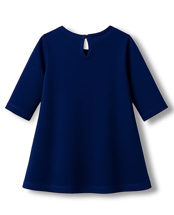 Babyhug Cotton Knit Full Sleeves Nighty With Ice cream Print - Navy Blue