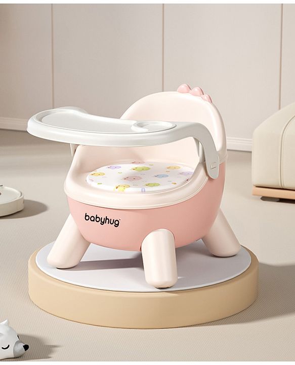 Babyhug 2 in 1 Multipurpose Kids Chair & Meal Chair with Detachable Tray - Pink| BPA-Free| Toddler Chair with Cushioned Seat| High Backrest & Stable Legs