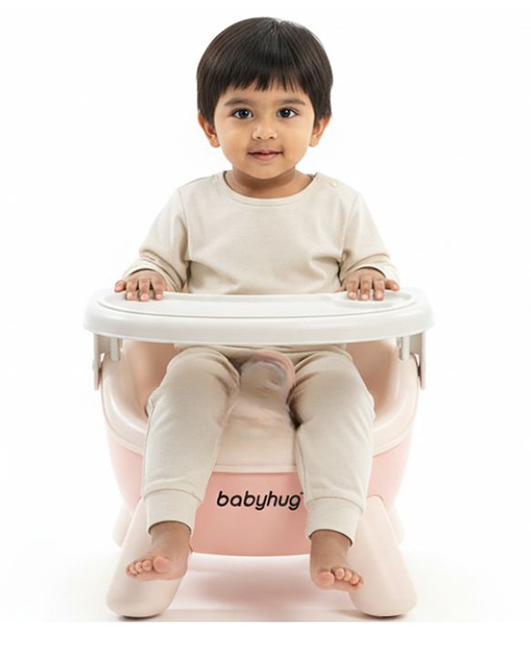 Babyhug 2 in 1 Multipurpose Kids Chair & Meal Chair with Detachable Tray - Pink| BPA-Free| Toddler Chair with Cushioned Seat| High Backrest & Stable Legs