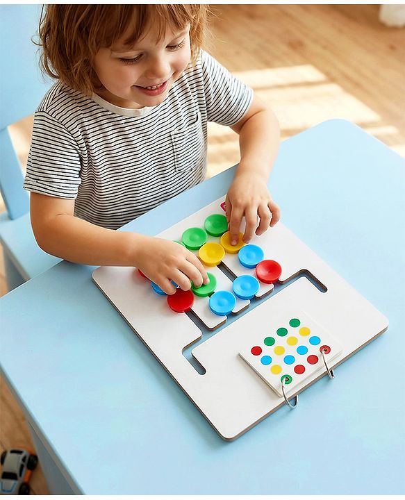 Babyhug Wooden Montessori Slide Puzzle| Colour & Pattern Matching Learning Toy| Early Brain Development| Motor Skills| Gift for Boys & Girls| BIS Certified| Gifting Option for 4 Years+