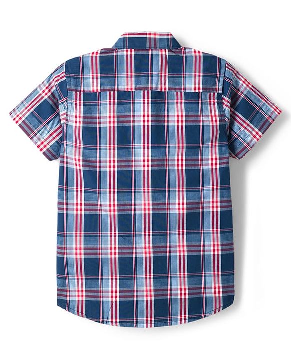Pine Kids Cotton Woven Half Sleeves Checkered Shirt With T-Shirt - Multicolour