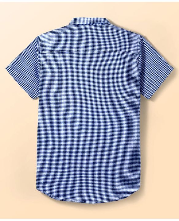 Pine Kids Cotton Woven Half Sleeves Checks Shirt With Inner Tee - Blue