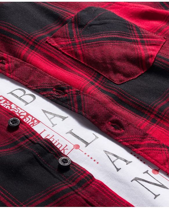 Pine Kids Cotton Woven Half Sleeves Checks Shirt With Text Printed T-Shirt - Red
