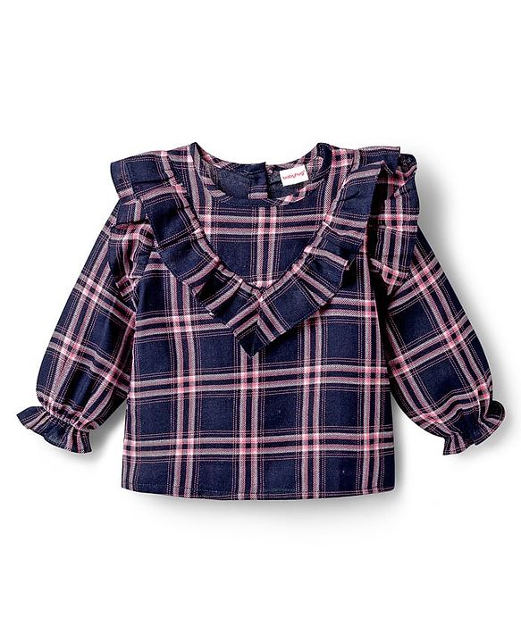 Babyhug Cotton Woven Full Sleeves Checks Top - Multicolor