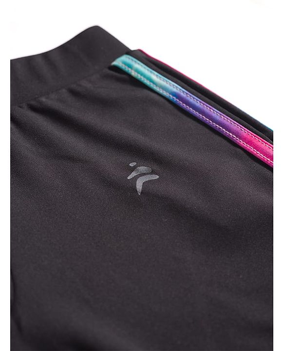 Pine Active Knit Full Length Solid Colour Leggings With Tape Detailing - Black