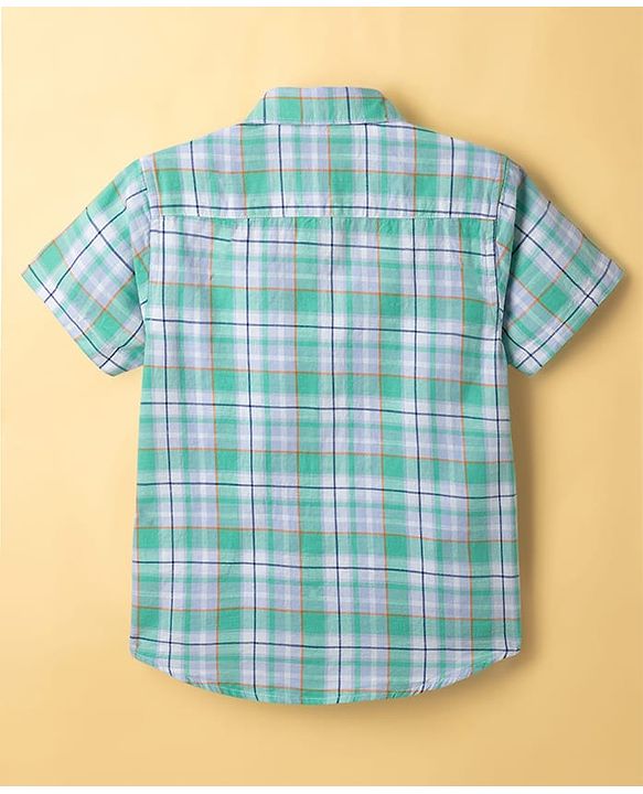 Pine Kids Cotton Woven Half Sleeves Checkered Shirt With T-Shirt - Multicolour