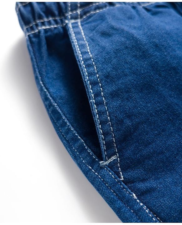 Pine Kids Denim Woven Full Length Washed Jeans With Cargo Pockets - Navy Blue