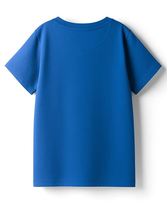 Pine Kids Cotton Knit Half Sleeves T-Shirt with Text Print - Blue