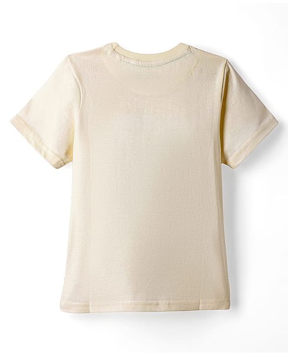 Pine Kids Cotton Knit Half Sleeves T-Shirt With Tiger Print - White