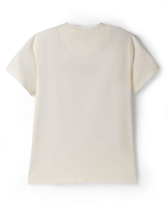 Pine Kids Cotton Knit Half Sleeves T-Shirt With Text Print - White