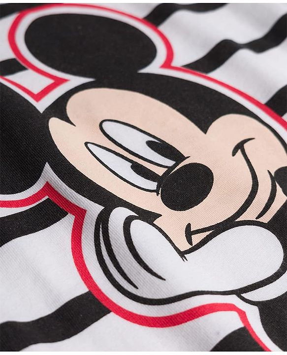 Babyhug Disney Single Jersey Knit Half Sleeve T-Shirt & Shorts Set with Mickey Mouse Graphic - Black & White