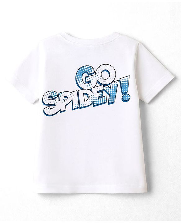 Babyhug Marvel Single Jersey Knit Half Sleeves T-Shirt & Shorts Set with Front & Back Spiderman Graphic - Blue & White