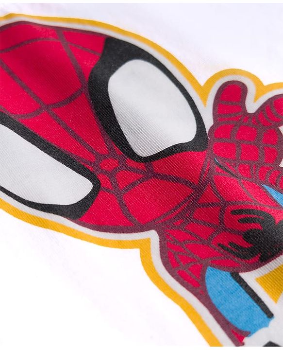 Babyhug Marvel Single Jersey Knit Half Sleeves T-Shirt & Shorts Set with Front & Back Spiderman Graphic - Blue & White