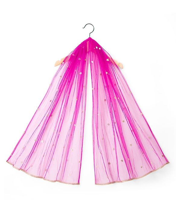 Babyhug Woven Half Puffed Sleeves Choli Lehenga Set with Dupatta & Floral Foil Print - Purple