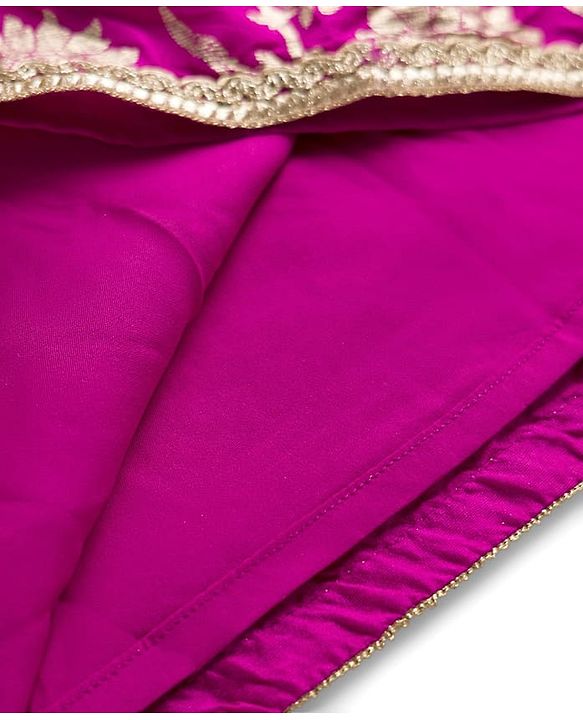 Babyhug Woven Half Puffed Sleeves Choli Lehenga Set with Dupatta & Floral Foil Print - Purple
