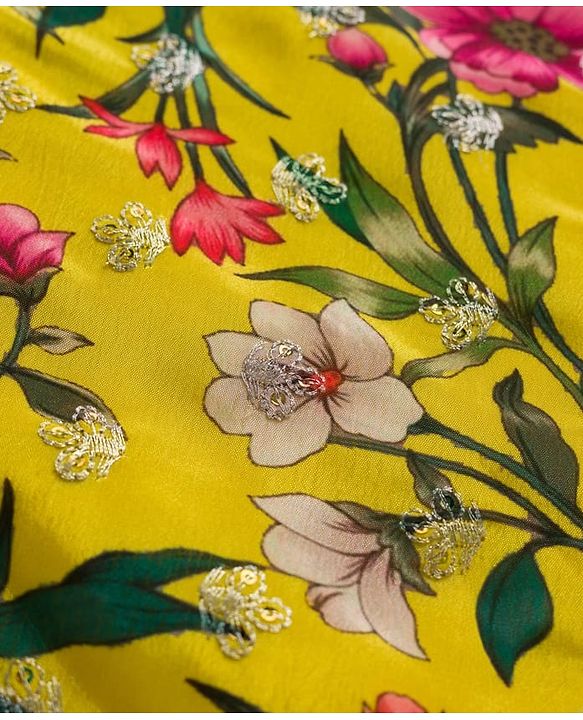 Babyhug Woven Sleeveless Floral Printed Indo Western Set - Yellow