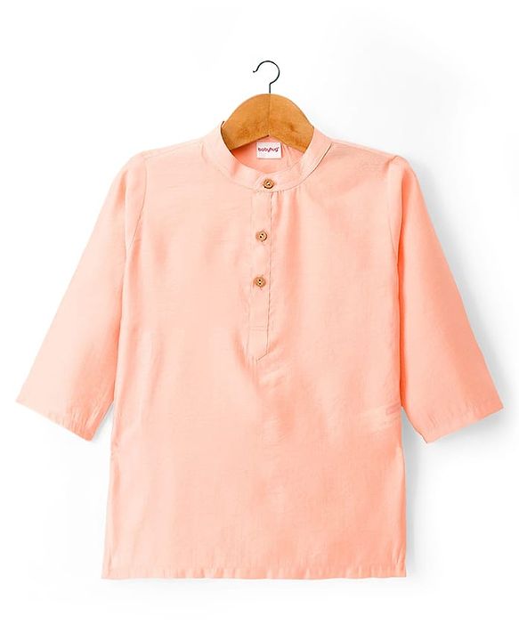 Babyhug Woven Full Sleeves Kurta Pajama Set with Embroidered Jacket - Peach