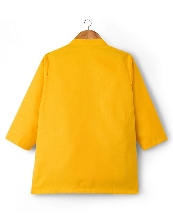 Babyhug Woven Full Sleeves Kurta Pajama & Floral Embroidery Jacket - Rust Orange & Yellow