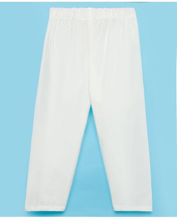 Babyhug Woven Full Sleeves Embroidered Kurta Pyjama Set with Embellished Detailing - Offwhite
