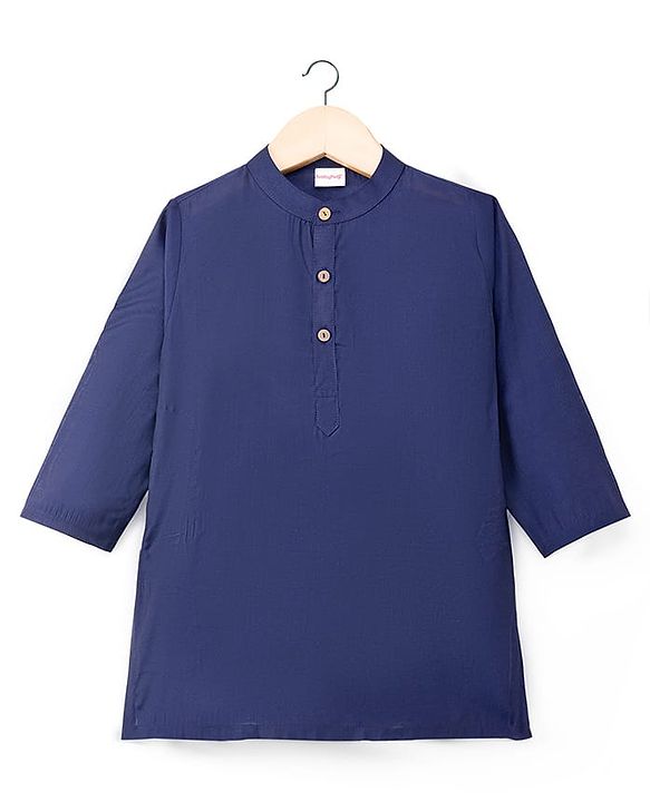 Babyhug Woven Full Sleeves Kurta Pajama Set With Sequin Detailing Jacket - Navy Blue