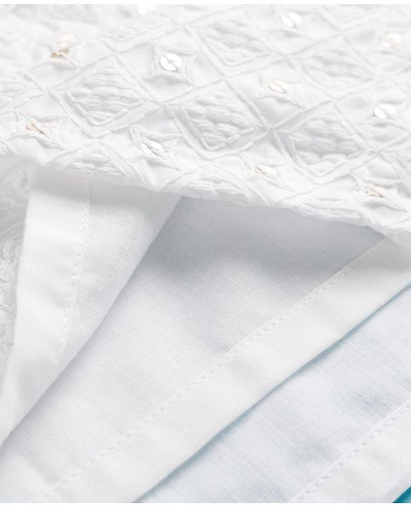 Babyhug Woven Full Sleeves Embroidered Kurta Pajama Set - White