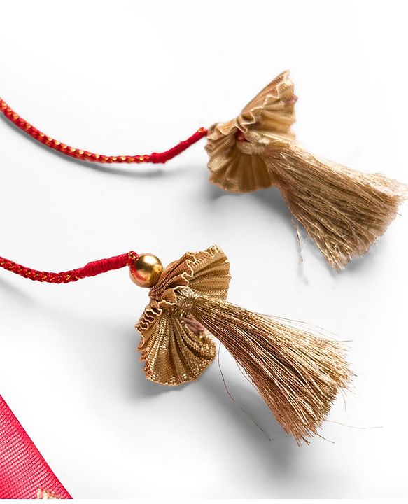 Babyhug Georgette Woven Frill Sleeves Lehenga Choli Set With Floral Embroidery & Dupatta - Red