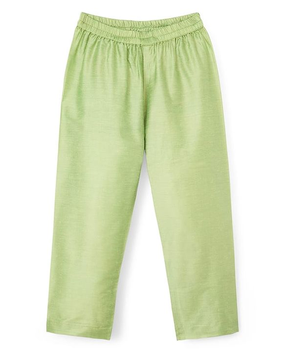 Babyhug Woven Full Sleeves Kurta Pajama Set with Embroidered Waistcoat & Sequin Detailing - Olive Green