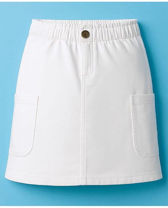 Pine Kids Denim Woven Solid Color Skirt - White
