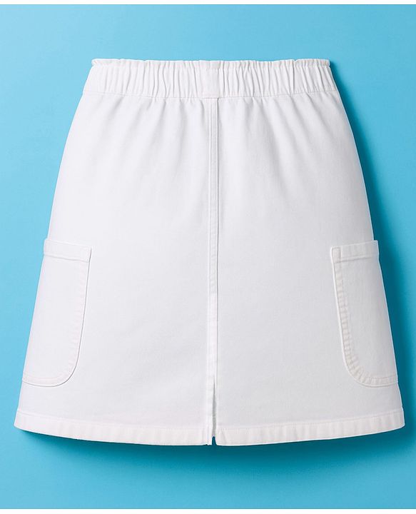 Pine Kids Denim Woven Solid Color Skirt - White